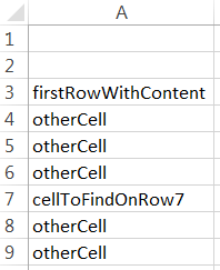 Excel file to get the row number from