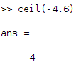 ceil example to get to higher negative integer value second example