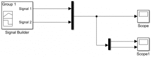 Example of using a Demux block to split Simulink a vector