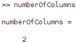 Number of columns in a matrix using the size MATLAB command