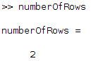 nomber of rows in a matrix using size