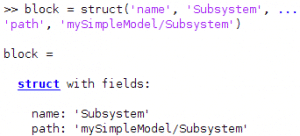 Example of defining a structure using the MATLAB struct command